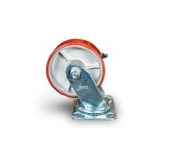 Колесо большегрузное поворотное SCpb 55 125 мм полиуретановое с тормозом (N) 1024152