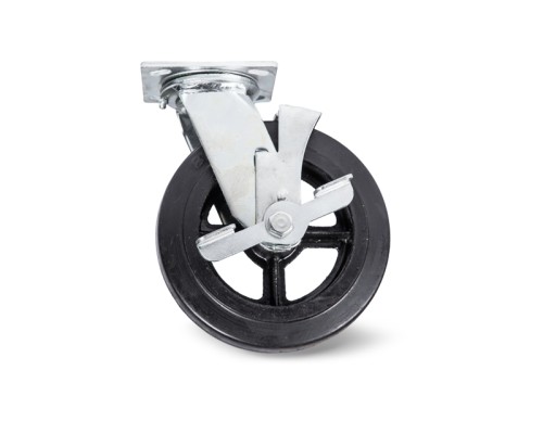 Колесо большегрузное поворотное SCdb 42 100 мм обрезиненное с тормозом (F) 1003229