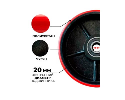 Колесо полиуретан 160х50 мм с подшипником для тележек гидравлических JC/DF-III/DB/BFC/AC(LH) 1001403