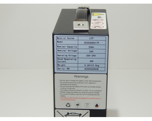 Аккумулятор литий-ионный (Li-ion) 24В/20Ач 186х85х266  для тележек CBD15 1018958