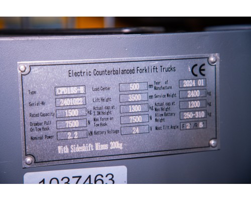 Погрузчик электрический трехопорный XILIN 1,5 т 3,5 м CPD15S-E сайдшифт 1037463