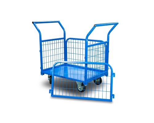 Тележка платформенная TOR ТП-6С (800х1200) с бортами из сетки и двумя ручками (колеса 160 мм) 1033450