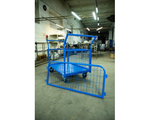 Тележка платформенная TOR ТП-3С (700х1200) с бортами из сетки и двумя ручками (колеса 160 мм) 1012415