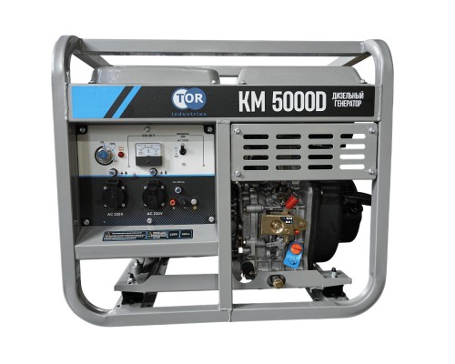 Генератор дизельный 5,0 кВт 220В с электростартером и колесами TOR KM5000D 1049613